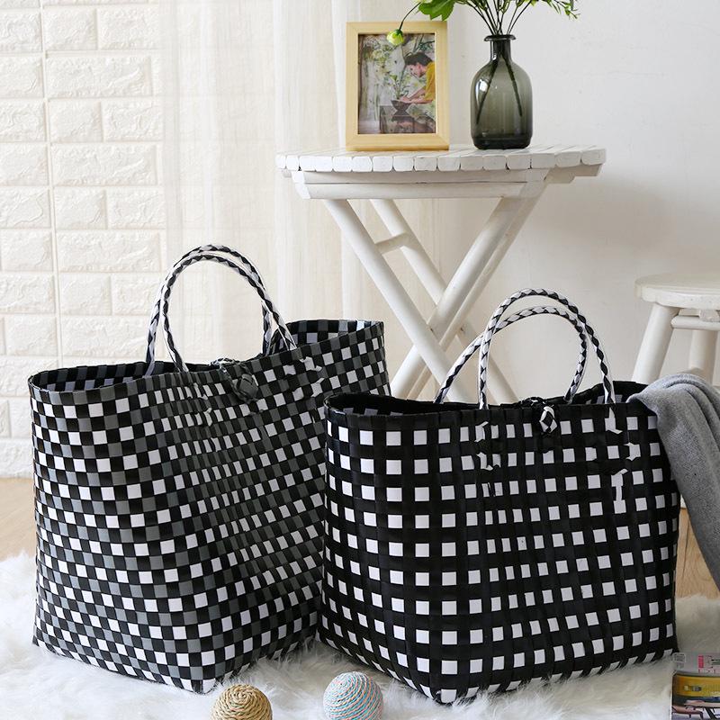 Vietnamese Large Imitation Rattan Handled Storage and Grocery Basket