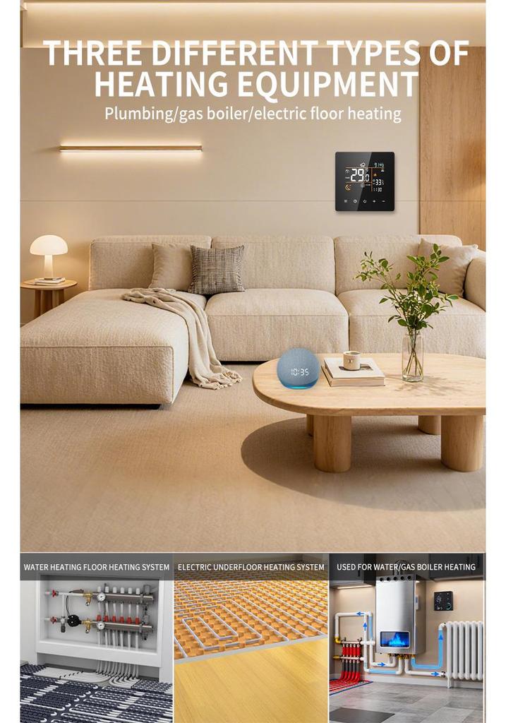Smart WIFI Color Screen Thermostat for Gas Boilers and Water Underfloor Heating