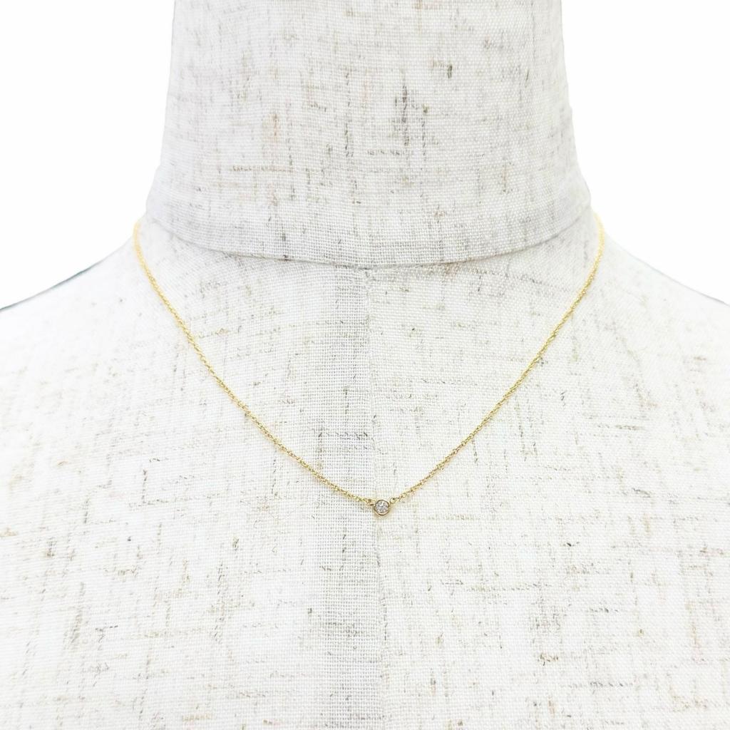 Great TIFFANY&Co. Necklace By the Yard 1P Diamond Necklace 750 YG Used