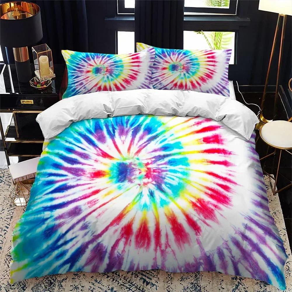 Color tie dyeing Comfortable Duvet Quilt Cover Pillowcase Bedding Set Children Bedroom Decoration Home Textile