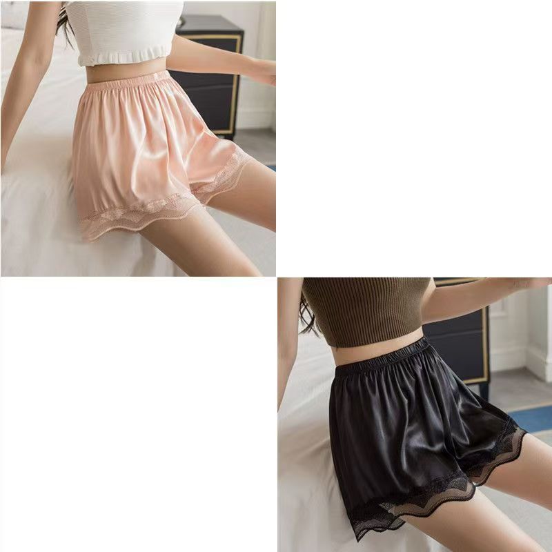 Women Home Safety Pants Ice Silk Lace Anti-running Light Shorts Lady Summer Loose Thin Bottoming Culottes Sexy Underwear Breathable