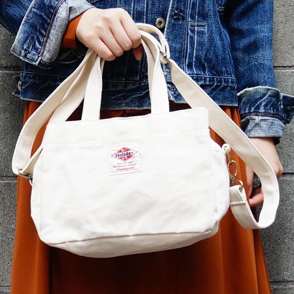 Holiday Shoulder Bag 18cm X X Canvas Tote Bag with Coaster A.M. Women's [Ivory/Size 25.5cm 14cm] (KB112)