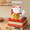 Solar Mini Waving Cat Model - Automatic Shaking Hand Ornament for Office, Desk, Car, or Gift