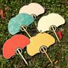 Handmade Hand Fan Handheld Cooling Fan Photograph Props Chinese Styles Fan with Long Handle for Cosplay Dances Party