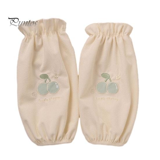 Breathable Waffle Knit Sleeves Winter Stain Resistant Sleeves, Cute Cherry Embroidery Print, Fabric Anti-dirty Arm Housework Clothing Guards