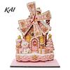 Holiday Seasonal Room Decor Christmas Windmill Wooden Ornament, Decorative Craft with Rotating Ornament Blades, Handmade Figurine for Home Tabletop