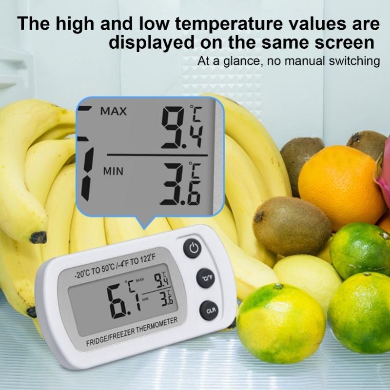 2Pcs Waterproof Digital Refrigerator Fridge Thermometer -20~50℃ Digital Freezer Thermometer White