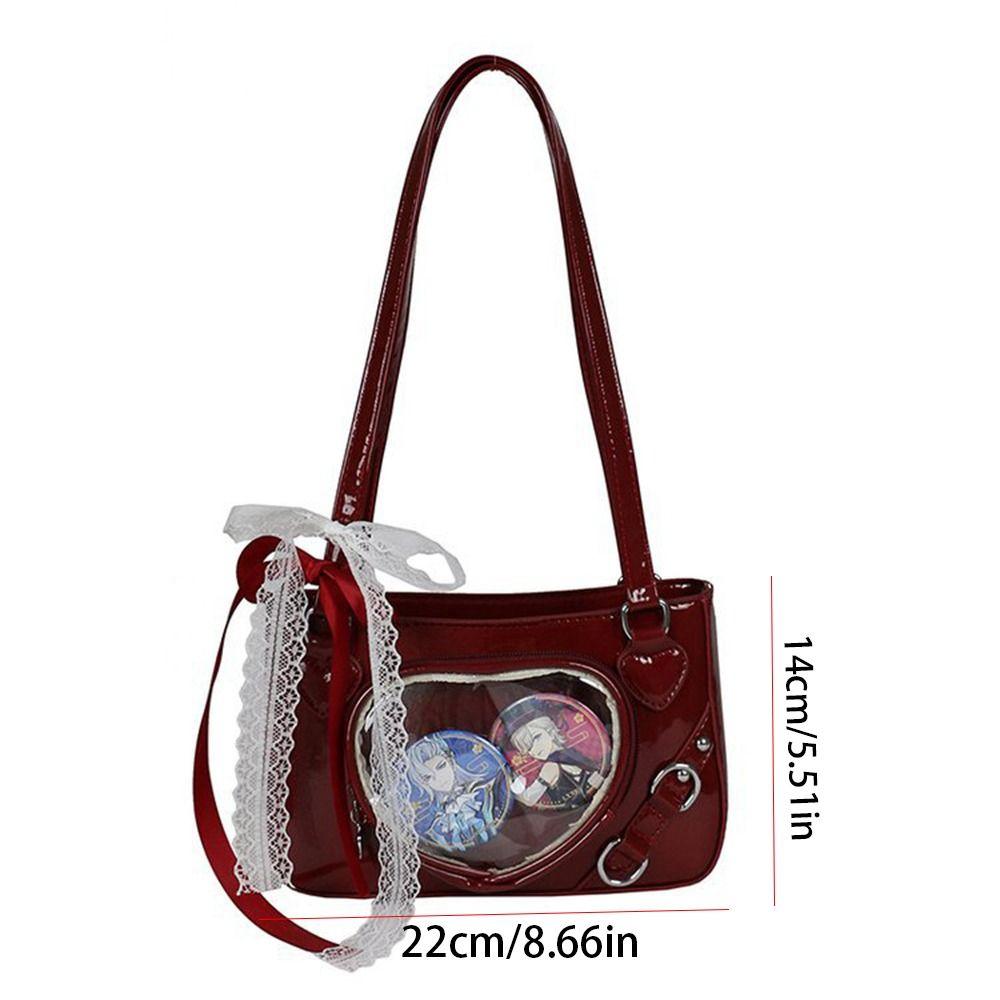 JK Transparent Love Itabag Zipper Bag Lace Crossbody Bag Portable Kawaii Shoulder Bag Gift