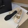 Japanische Damen-Einzelschuhe mit flachem Ausschnitt, 2025 neu, vielseitig, flachsohlig, mit einem Riemen, feenhaft, Abendschuhe