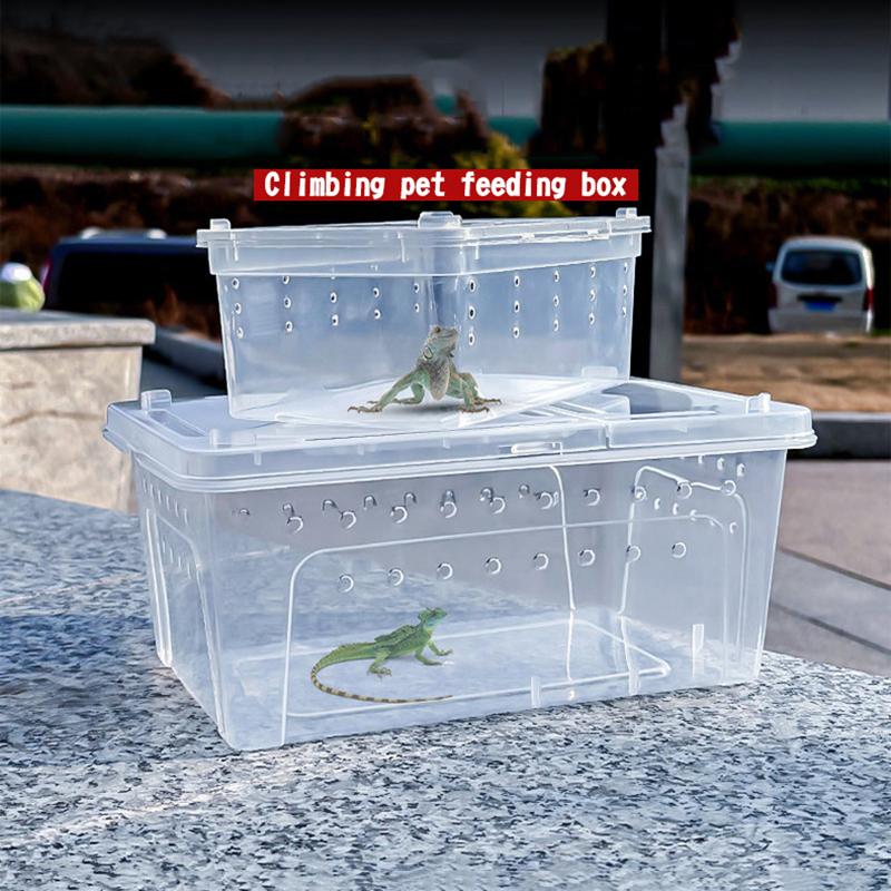 Reptile Breeding Box Secure Portable Terrarium with Clear View Escape Proof Lid for Transport and Pet Display