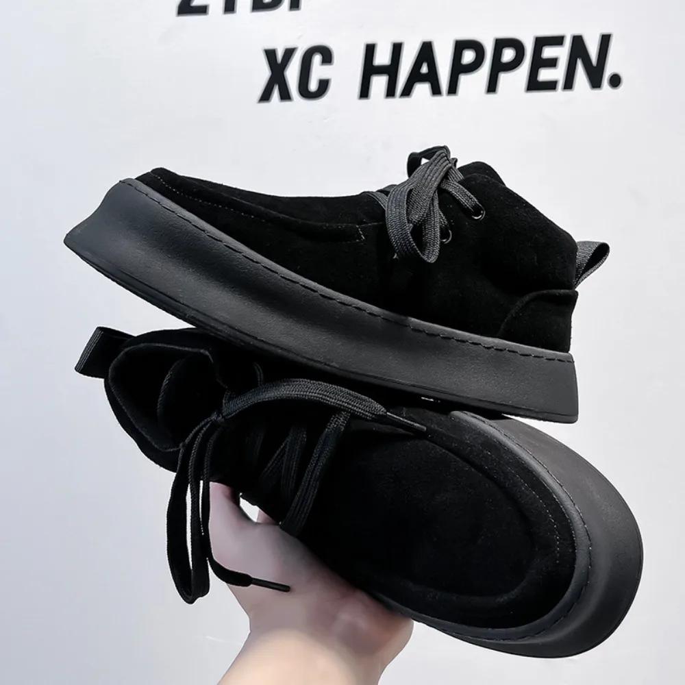 Men's Ankle Boots Suede Cowhide High Top Shoes Men Lace Up Tooling Boots Hand Sewn Thread Casual Shoes Winter Warmth Men's Boots