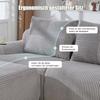 Modular Corduroy Sofa for 3 People (with 2 Stools), Freely Combinable, Including Drink Holder and Storage Pocket, Ideal for Living Room. Light Gray