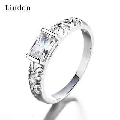 Lindon Classic Copper Alloy Zircon Ring Ladies Jewelry Wedding Promise Party Gift