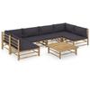 Day and Night - Day and Night 7-piece Bamboo Garden Furniture Set with Dark Gray Cushions