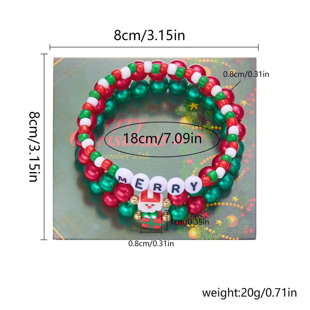 3Pcs/Set Merry Christmas Tree Snowman Santa Claus Bracelets For Women Men Acrylic Beads Christmas Deer Bracelet New Year Jewelry