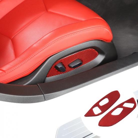 Red Carbon Fiber Seat Adjust Button Cover Trim For Corvette C8 Z51 Z06 -25
