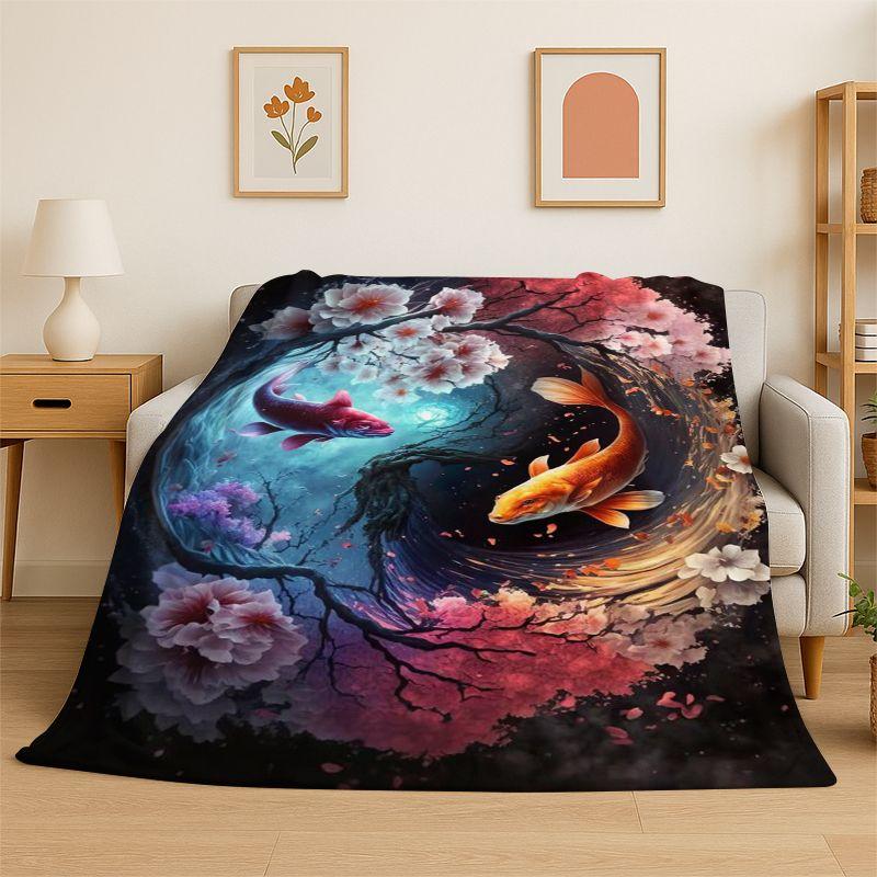 Meditation Yin Yang Tai Chi Bagua Yoga Flannel Blanket Soft Throw Blanket for Bedroom Living Room Bed Travel Camping Picnic Nap
