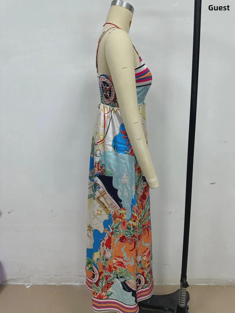 Europäischer & Amerikanischer 25er-Jahre Stil Damen Swing Kleid mit hohem Bund und Feiertagsdruck