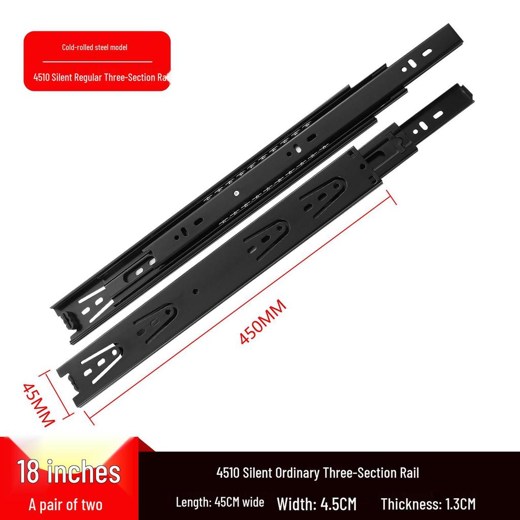 Silent Double Spring Damping Drawer Slides: Three-Section Buffer Guide Rails