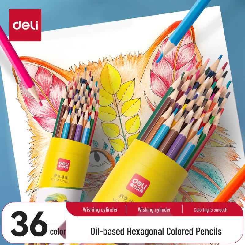 Deli 36-Color Oil-Based Colored Pencils Set