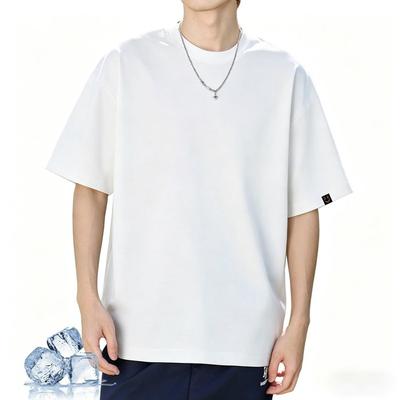[Uptoyou] T-Shirt Men's Short Sleeve Summer Cool Contact Heavyweight Big Silhouette One Point Non-See-Through Large Size Sweat-Absorbing