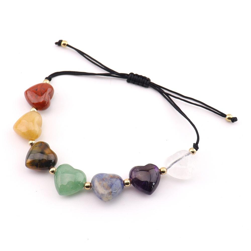 Natural Crystal Necklace Colorful Love Crystal Hand-Woven Necklace Bracelet Peach Heart Pendant N739
