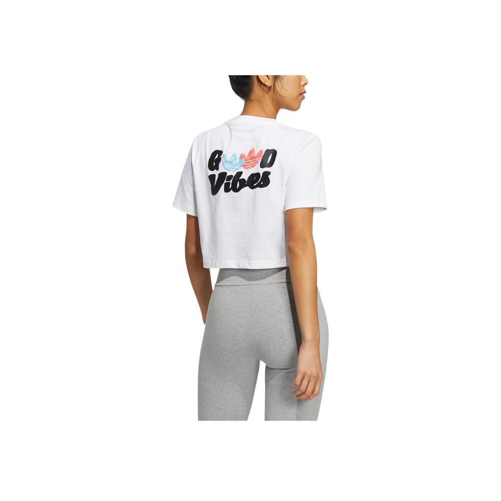 Adidas Originals Short Sleeve Sports Round Neck T-Shirt Women Tops White HP0091