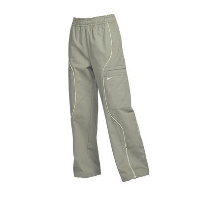Embroidered Logo Loose Straight-Leg Woven Casual Pants Women Bottoms Olive FN1950-053