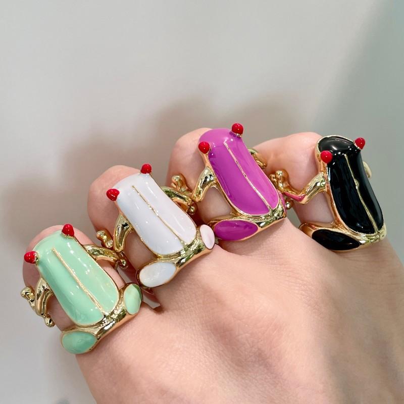New Fashion Dripping Oil Frog Drip Oil Ring Geometric Jewelry Accessories Painting Ring Minority Design Korean Style Enamel Ring