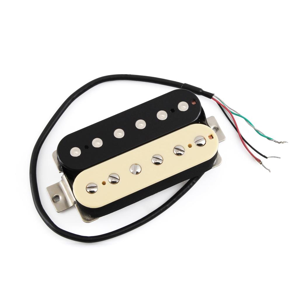 FLEOR High Output Alnico 5 Guitar Pickups, Double Coil Humbucker Pickups, Neck and Bridge Set (Cream + Black)