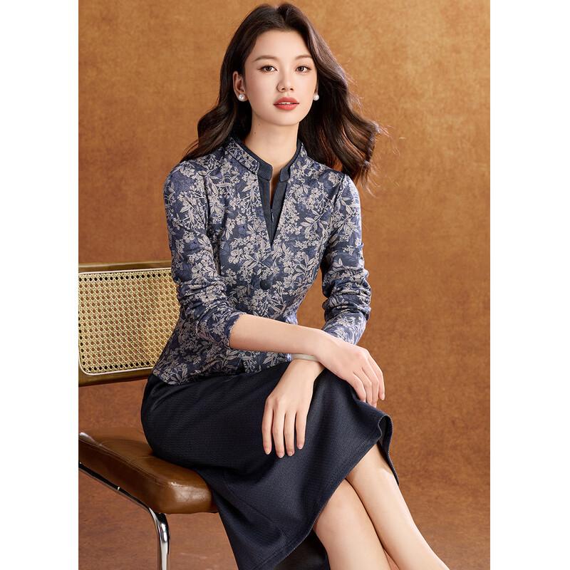 Meilan Ni New Chinese Style Elegant Faux Two-Piece Printed Maxi Dress