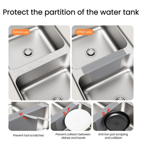 Silicone Sink Saddle Mat Protector Kitchen Bathroom Divider Mat Flexible Odorless Dishwasher Safe Non-slip Sink Divider Mat