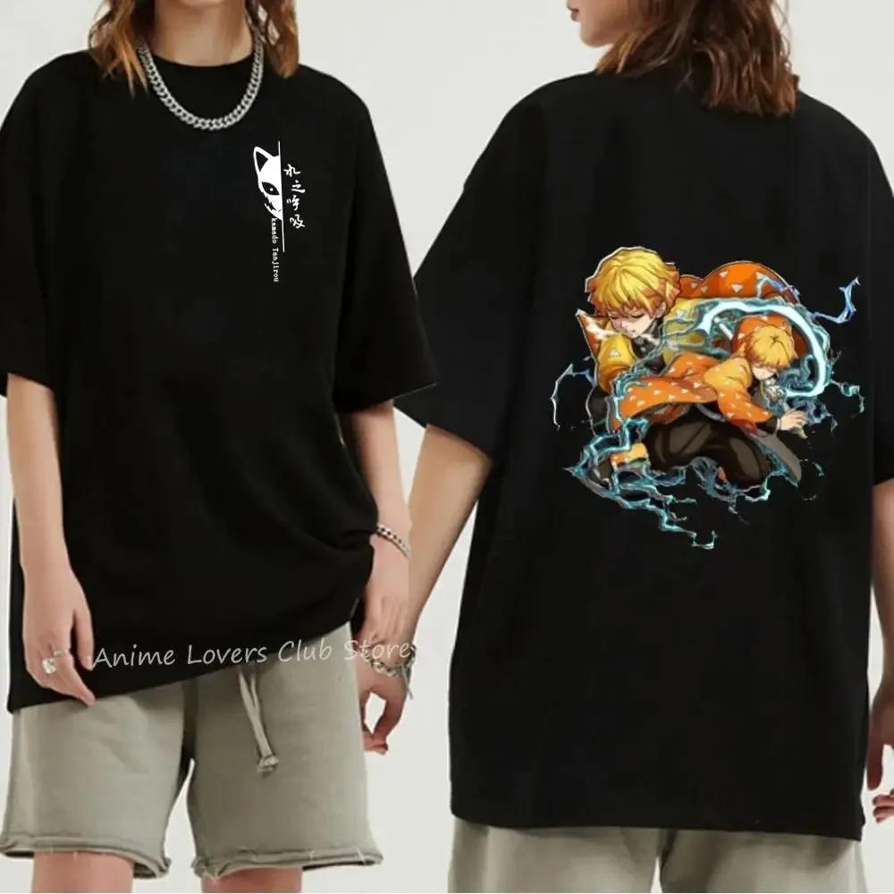 Japanese Anime Demon Slayer Graphic Print T Shirt Summer Oversized Men T-Shirt Fashion Casual Women Crew Neck Short Sleeve Tees