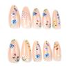 24pcs Almond-Shaped Nail Stickers, With Nude Base And Colorful Floral Pattern Artificial Nails, Nail Supplies, Acrylic Fake Nails Perfect For Ladies
