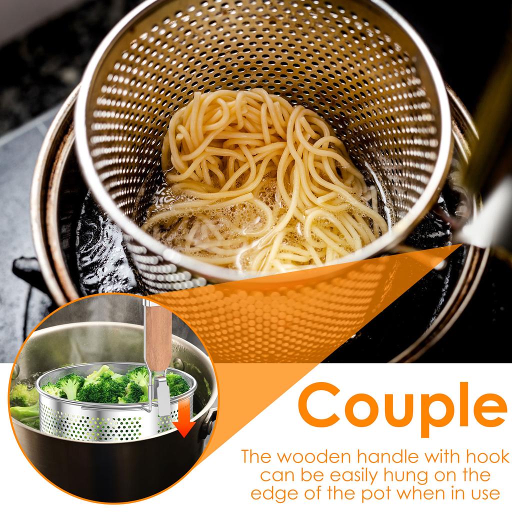 2Pcs Stainless Steel Funnel Basket Pasta Basket Kitchen Cooking Noodles Strainer Accessories Multifunctional Deep Fry Basket