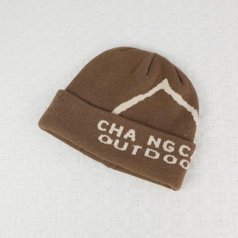 Letter Knitted Wool Hat Winter Outdoor Cycling Mountaineering Warm Pullover Cap for Women