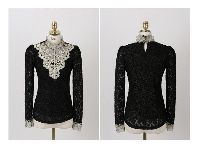 New Plus Size Korean Slim Fit Lace Shirt for Women