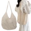 Women Knitting Shoulder Bag Solid Color Aesthetic Hobo Bag Large Capacity Knitted Tote Handbag Ladies Daily Handbag