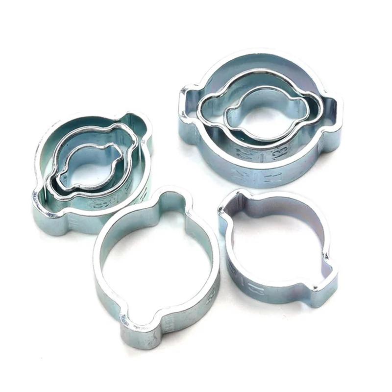 80Pcs Double Ear O Clips Automotive Air Fuel Hose Pipe Crimp Clamps Hose Fasteners