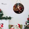 Rustic Christmas Wall Decor Wooden Round Hanging Sign, Santa Claus Highland Cow Winter Theme Farmhouse Ornament Door Decor, Holiday Welcome for Indoor
