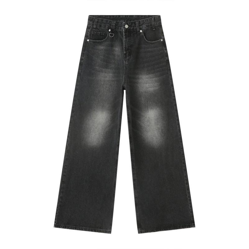 Vintage Wide Leg Jeans Loose Fit Straight Denim Pants Teens