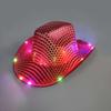 Party Space Cowgirl LED Hat Flashing Light Up Sequin Cowboy Hats Luminous Caps Halloween Costume Gifts F017