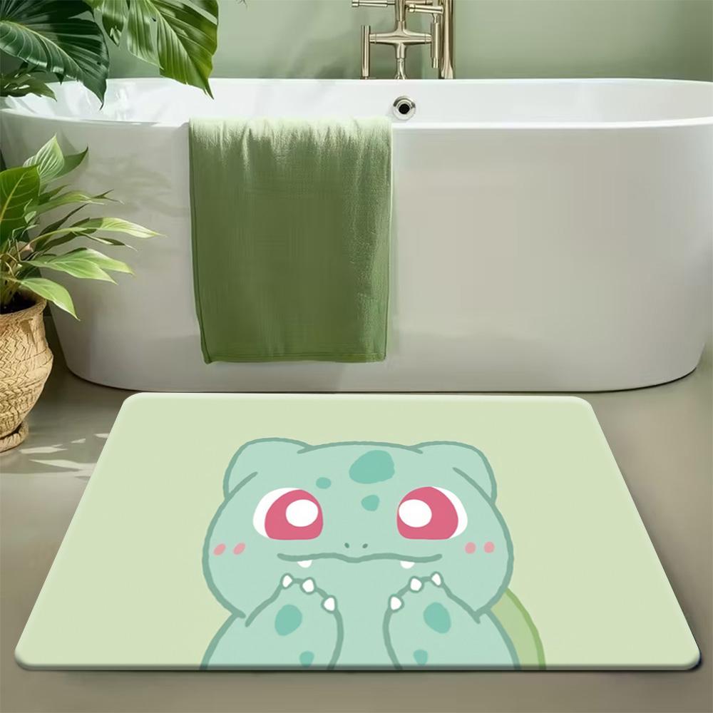 Cute Eevee in Enchanted Forest with Vines and Flowers Print Non-slip Doormat, Soft Absorbent Floor Rug for Home Decor 40cm by 60cm