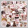 50 Pink & Brown Retro Korean-Style Stickers: Perfect for DIY Journals, Notebooks, and Water Bottles