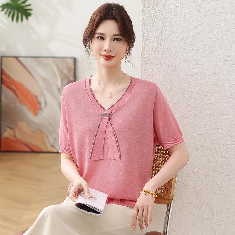 Mom's Summer 2026 Ice Silk Knit Sweater: Stylish Base Layer for Middle-Aged Women