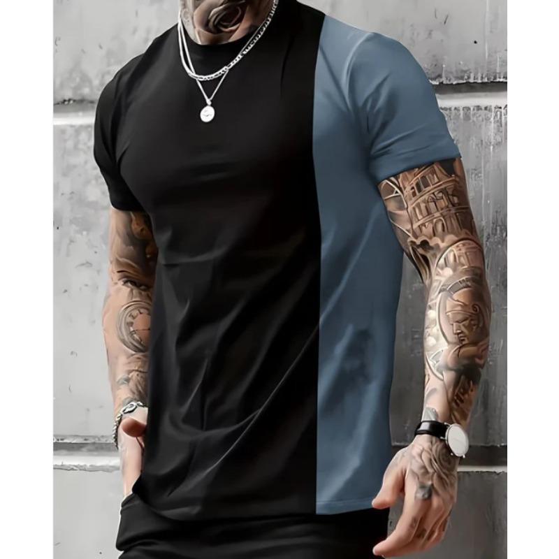 Men's Summer Business Leisure Comfortable Multi Style Fashionable 3D T-shirt- Soft Medium Stretch Polyester Fabric Summer Mens Relaxed Fit Clothing