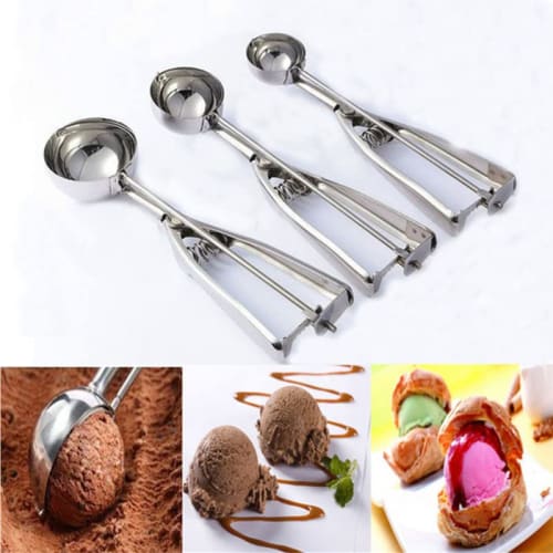 Stainless Steel Ice Cream Scoops, Perfect for Ice Cream, Potato Salad, and Meatballs, Convenient to Clean, Available in 3 Sizes, Suitable for Kitchens