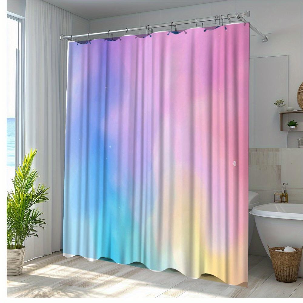 1Pc Vibrant Artistic Shower Curtain With Colorful Gradient Design For A Refreshing Bathroom Decor, Made Of Polyester Fabric,