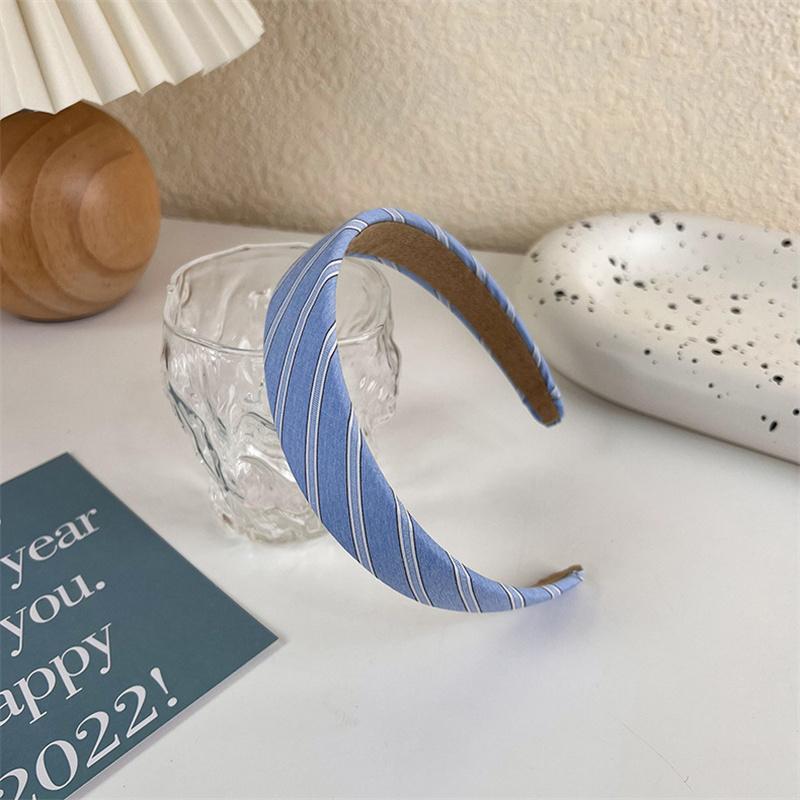 Fashion Wide Hair Bands for Women Bezel Headdress Solid Blue Knitted Braid Headband Girl Hairband Hair Hoop Hair Accessories New