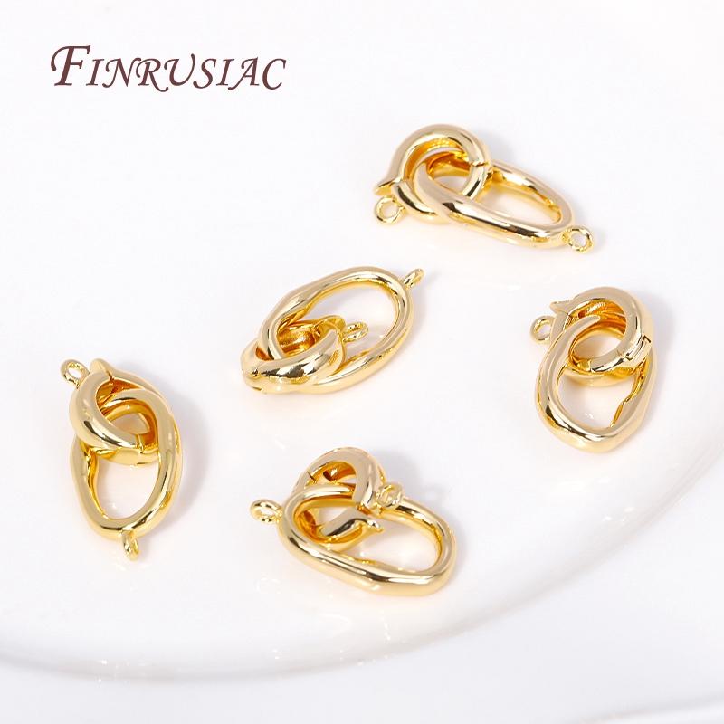 18K Gold Plated Brass Round Connector Clasps For Necklaces Bracelet Jewelry Making Supplies DIY Findings Accessories